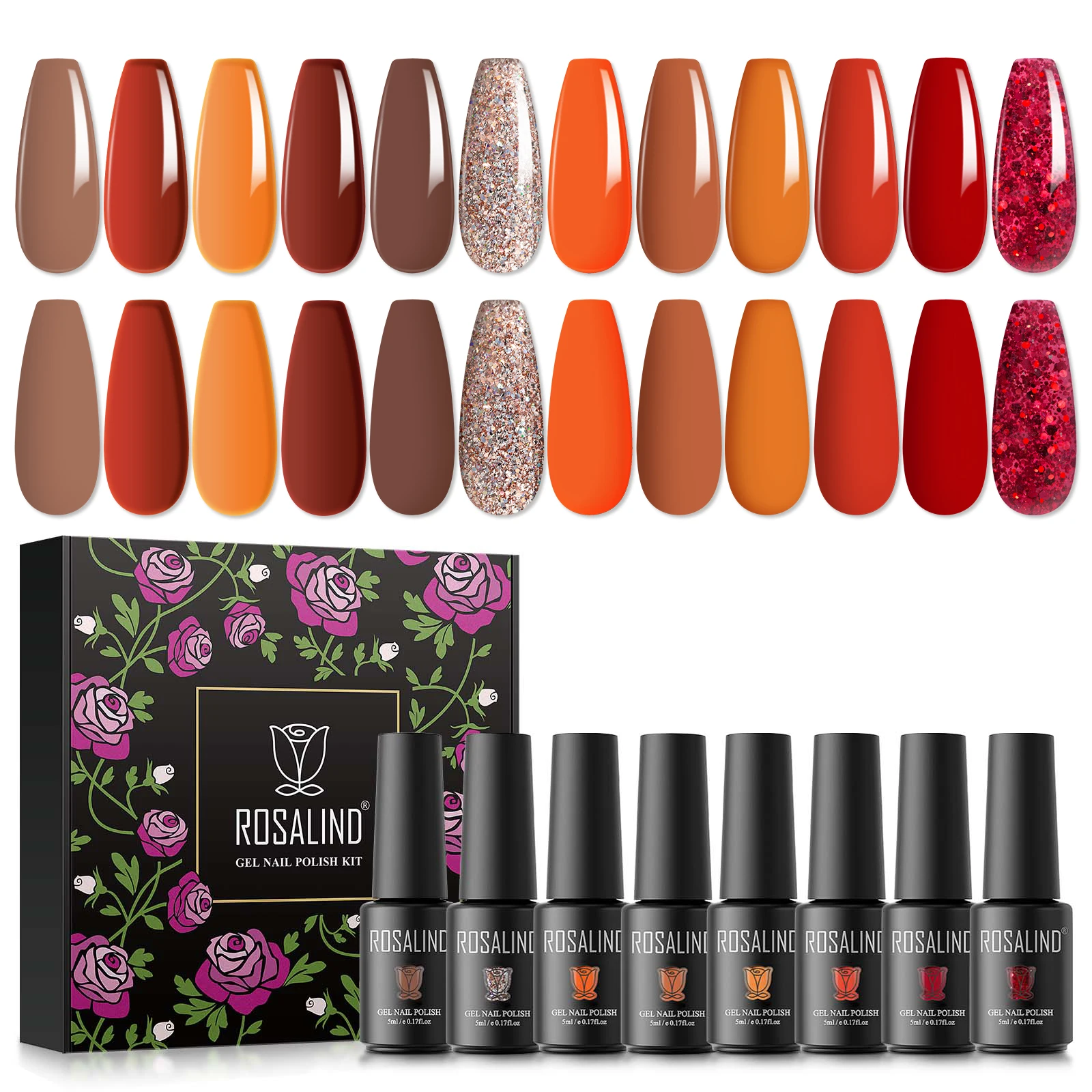 ROSALIND Mini Nagellack Gel Glänzende Farbe Set Gel Lacke Kits Nagellacke Hybrid Semi Permanent UV Gel 8/12/20 stücke Geschenk Kits