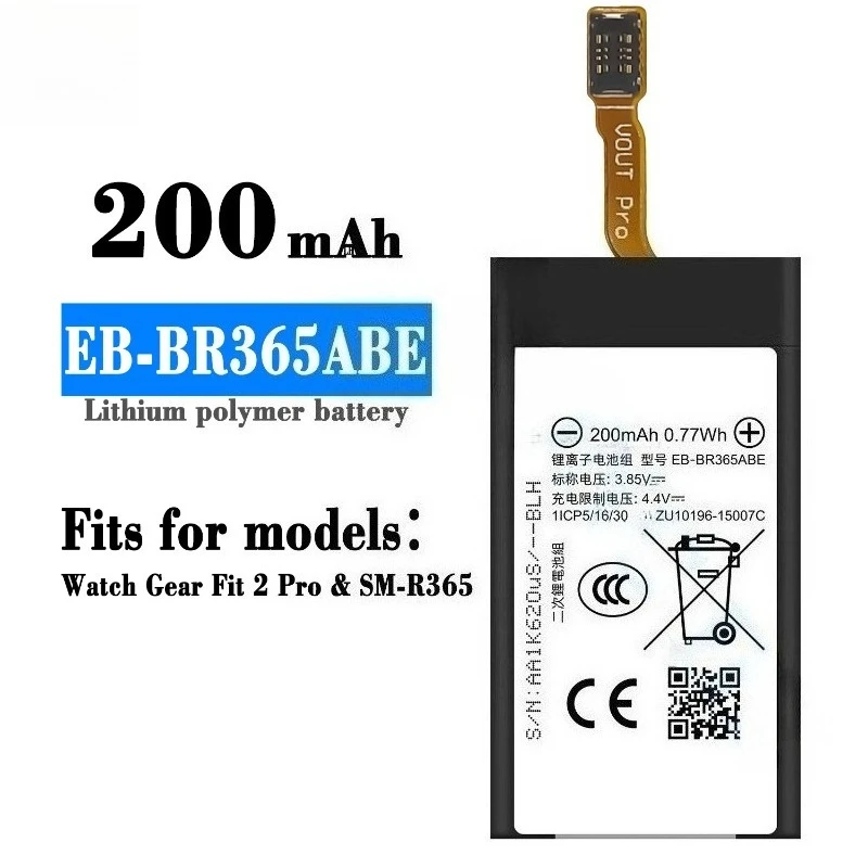 200mAh EB-BR365ABE for Samsung Watch Gear Fit 2 Pro SM-R365 R365 Newly Upgraded  High-Capacity Replacement Watch Battery +tools