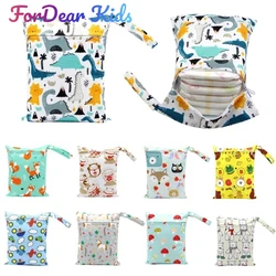 20*25cm torba na pieluchy dla niemowląt nadruk kreskówkowy Wet Dry Nappy Zipper torebka wózek Carry Pack Travel Outdoor Wet pieluchy torby do przechowywania