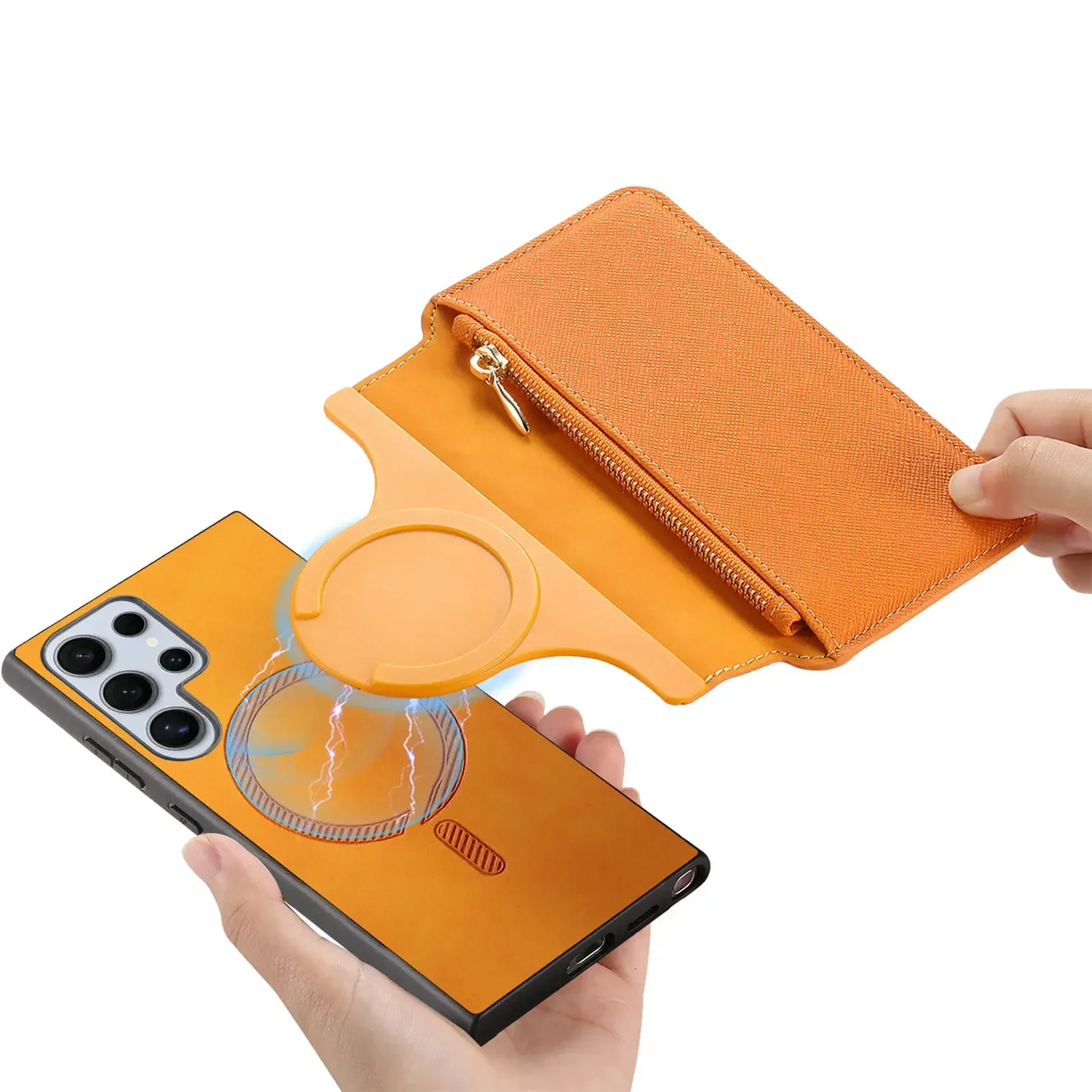 

Кожаный чехол со съемной магнитной молнией 2 в 1, кожаный чехол для Samsung Galaxy S24 Ultra S23 Plus A05 A35 A25 A15 A55 Cover