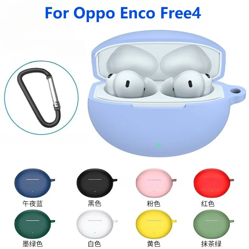 

Silicone Case For Oppo Enco Free4 Bluetooth Earphones Soft Protective Cover Shockproof Scratch-Resistant With Carabiner Included