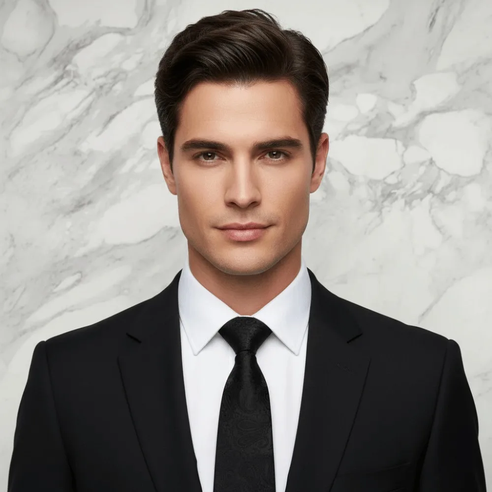 Mode couleur unie noir cravate florale Jacquard hommes cravate rayures douces rétro cravate chemise