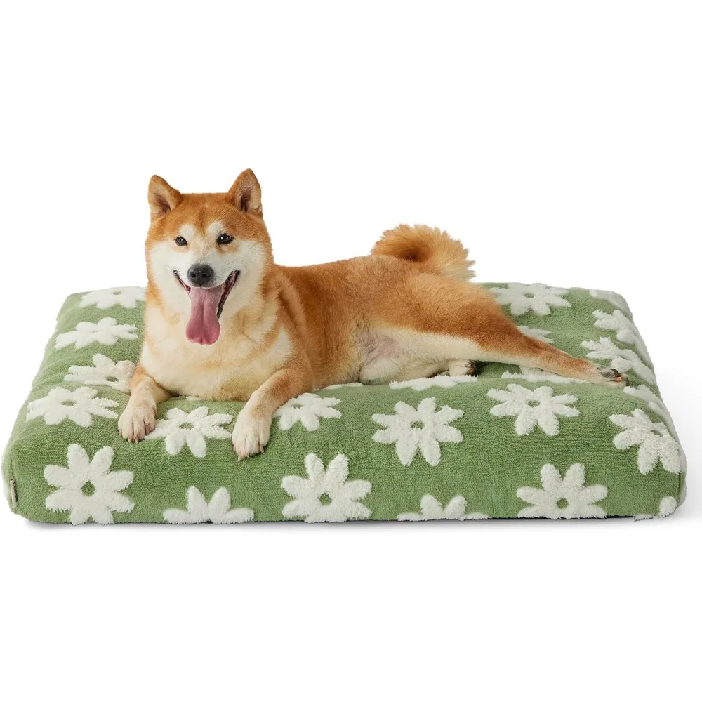 

Большая кровать для собак с толстой пеной, съемным моющимся чехлом, противоскользящим дном зеленого цвета для комфорта в помещении