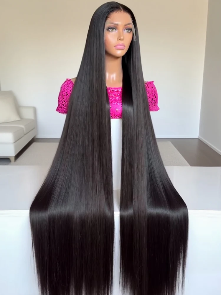 

Прозрачный 13x4 13x6 Hd Bone Прямые кружевные фронтальные парики 30 40 46 дюймов 300% Плотность 360 Полный парик из натуральных волос на кружеве для женщин