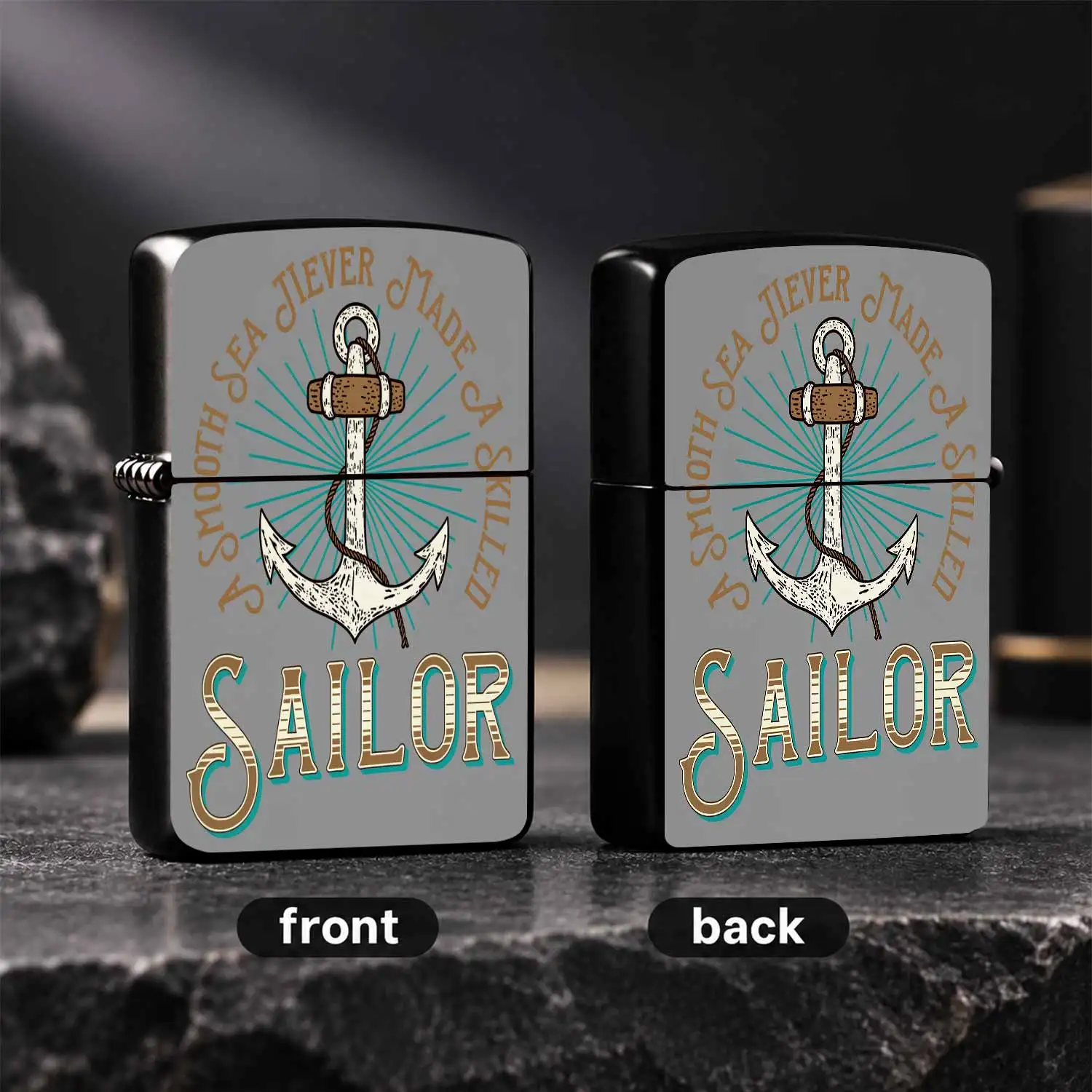 Vintage Nautical Themed Pocket Lighter, Exquisitepattern With Classic Sailing Slogan, Portable Stylish Accessory For Daily Use Outdoor Trip Home Decoration, Thoughtful Unique Creative Gift For Your Friends And Nautical A Humorous And Intere