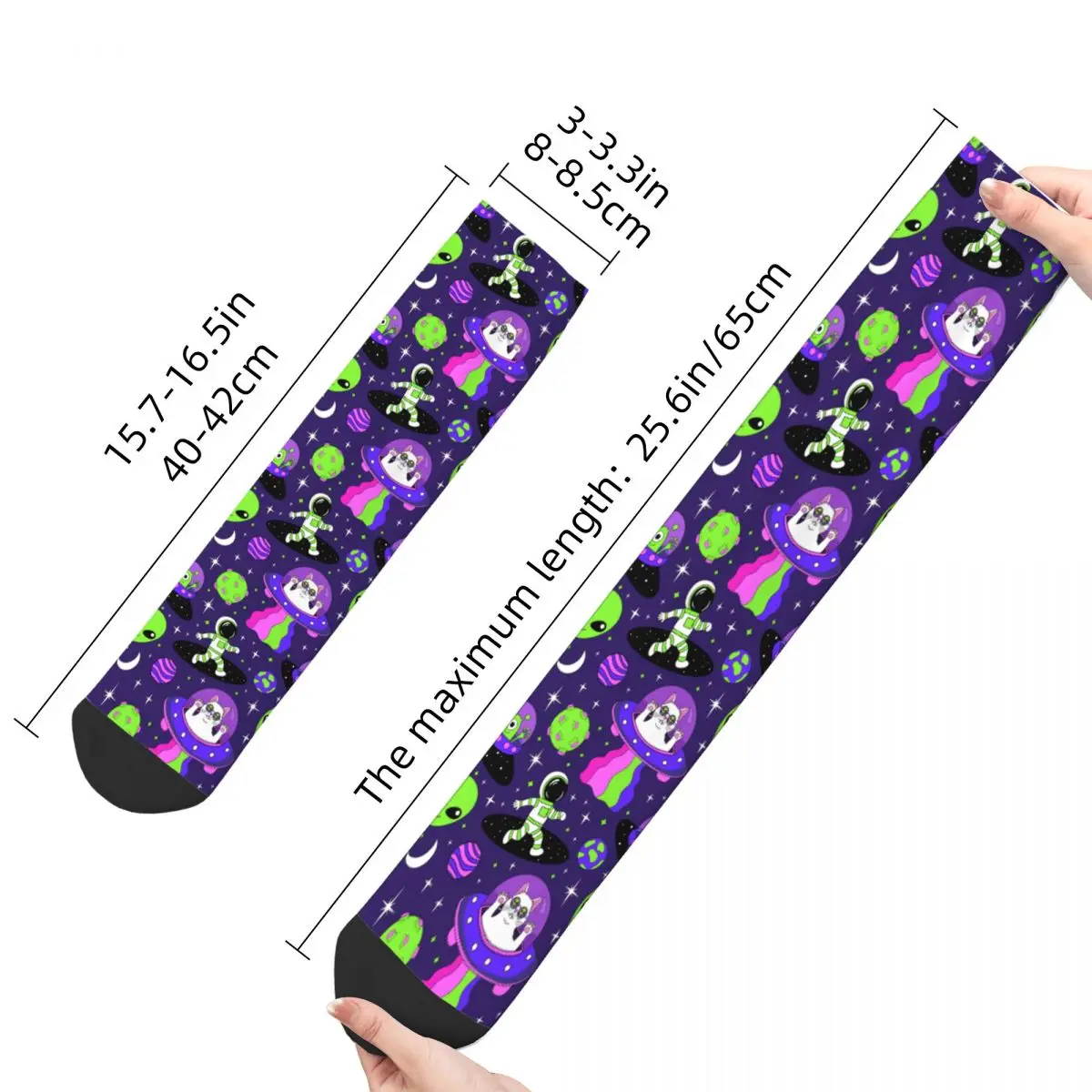 Socks Space Astronauts Alien Cats Merch for Female Male Compression Print Socks All Season Birthday Present