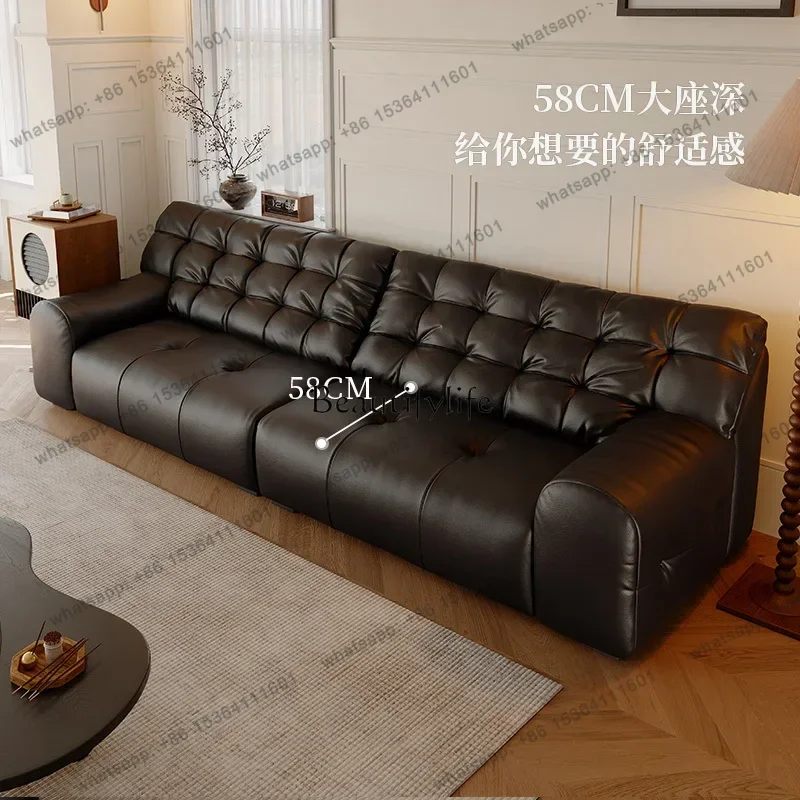 Customizationls French retro leather sofa five-person living room designer furniture
