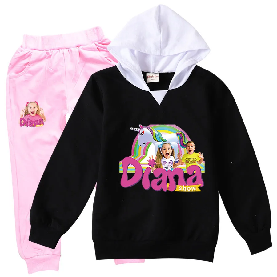 Diana and Roma Clothes Kids Casual Tracksuit Boys Hoodies and Sweatpants 2pcs Sets Girls Hooded Sweatshirt Outfits Children Sets