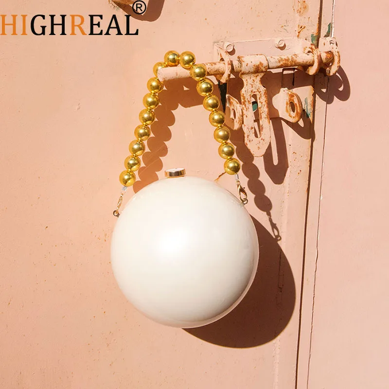 New Fashion Round Ball Women's Handbag Luxury Designer Bowling Bag Pvc Armpit Bag Lady Mini Purse Party Evening Clutch
