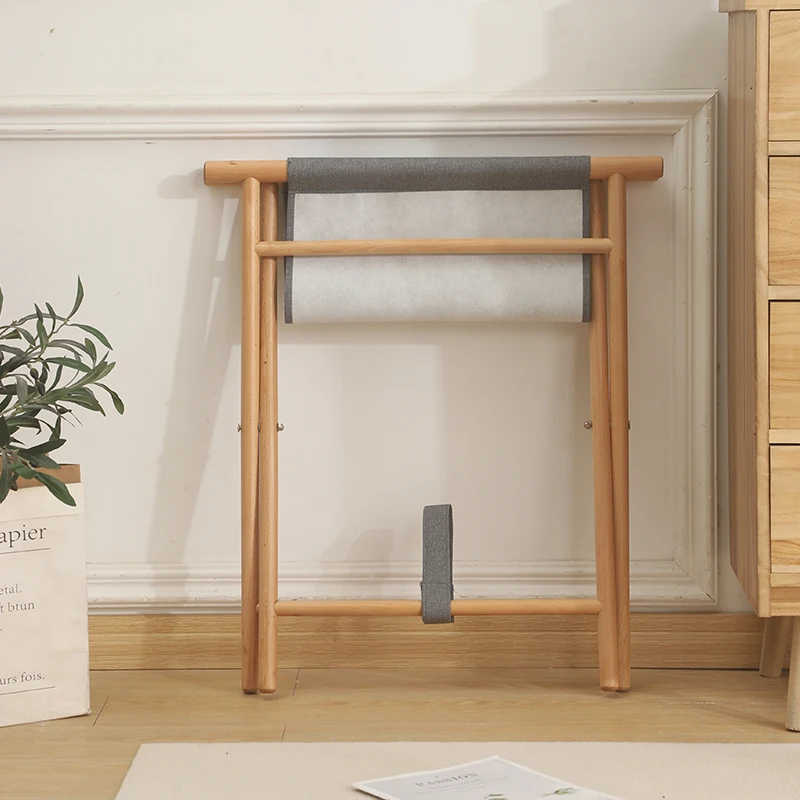 فندق رف أمتعة خشب متين المنزل ضيف تخزين الرف عنبر طبقة مزدوجة للطي تخزين الرف Bagageiro الأثاث التجاري #3