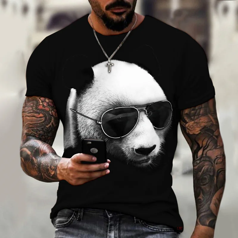 3D Printed Funny Panda T Shirt Men's Cute Animal Pattern Tees Summer Harajuku Round Neck Tops Oversized T-Shirts Short Sleeves