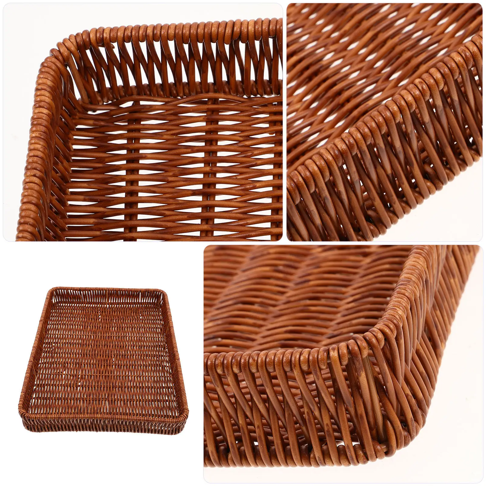Rattan Basket Bread Storage Kitchen Woven Fruit Serving Halloween Christmas New Year Basket Storage Woven Storage Woven Basket