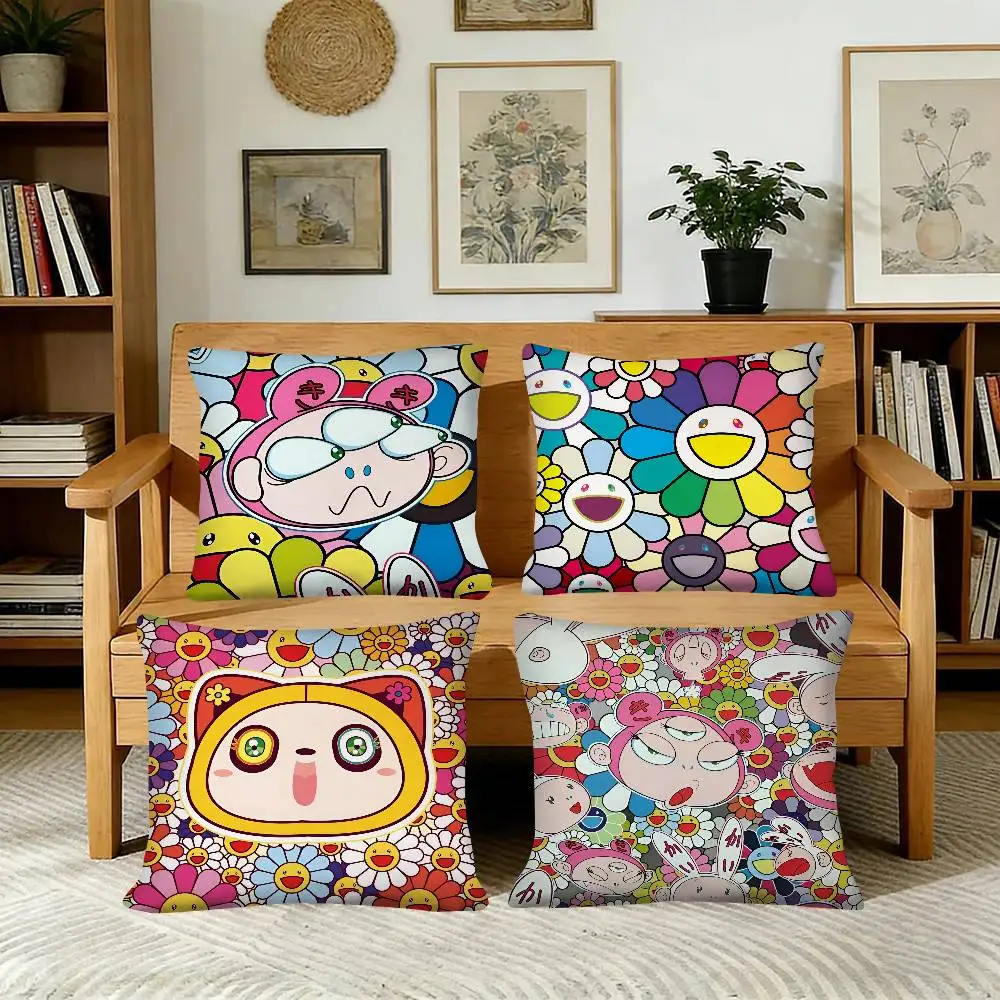 Art T-Takashi Murakami Pillow Case Fashion Square Pillowcase Bedroom Sofa Room Ins Decoration Leisure