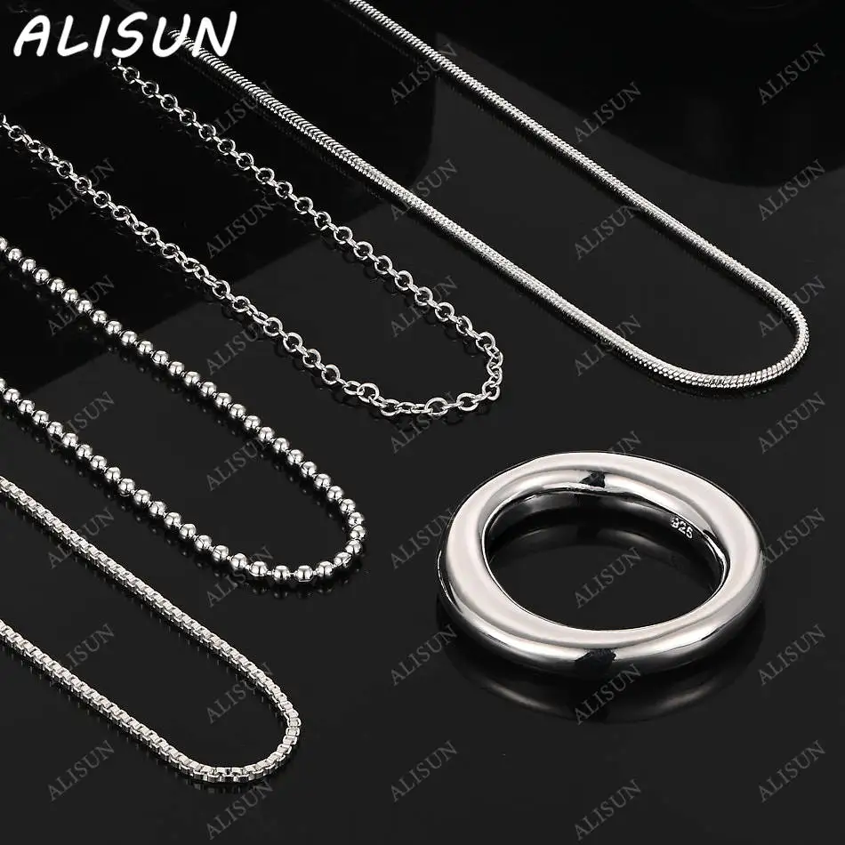 

ALISUN 40-75cm 925 Sterling Silver Oval Pendant Necklace For Women Men Anniversary Gift Popular Wild Fashion Romantic Jewelry