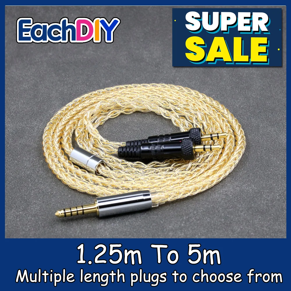 8 Core 99% 7n Pure Silver 24k Gold Plated Earphone Cable For Sony MDR-Z1R MDR-Z7 MDR-Z7M2 With Screw To Fix Headphone LN008413