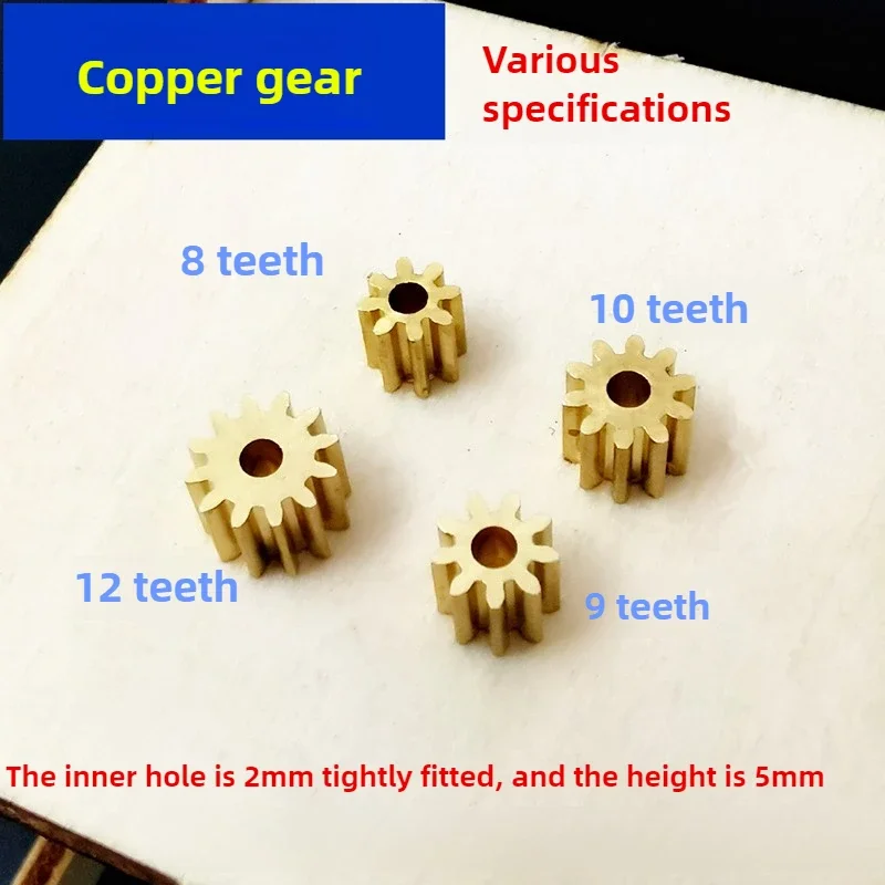 Motor Copper Gear 8 Tooth 9 10 12 Tooth 2mm Shaft Small RC Car Motor Copper Metal Toy Pinion Gear