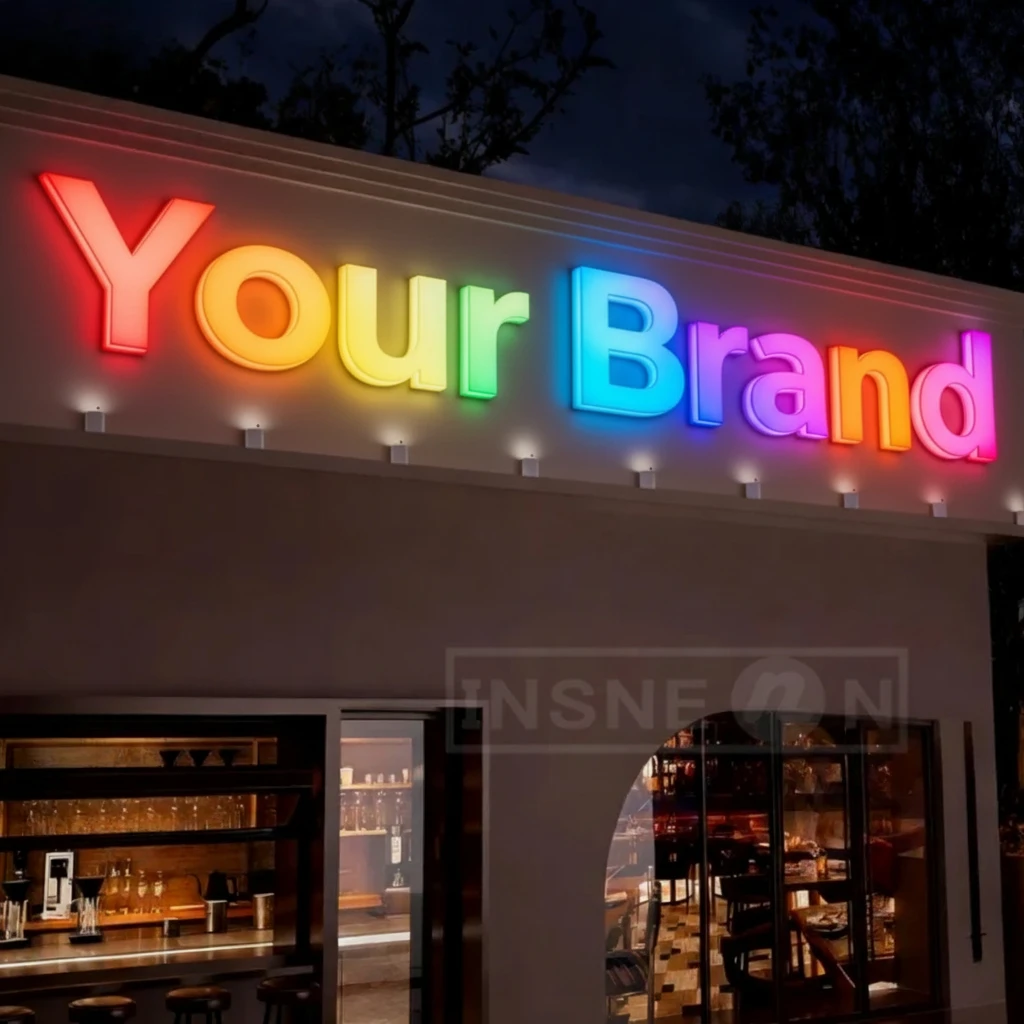 مخصص RGB Led علامة معدنية للاستخدام في الأعمال في الهواء الطلق الجدار الخفيفة، المرآب وديكور المطعم مع شعار LED وحروف مضيئة على طراز النيون #3