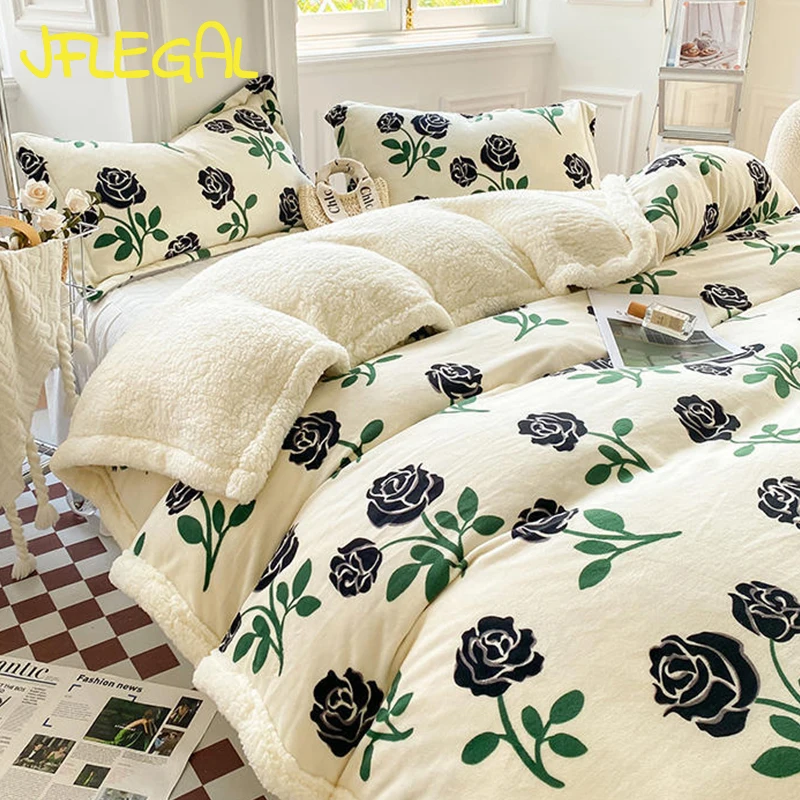 JFLEGAL 2024 New Functional Quilt Cover Blanket with Zipper Cartoon Thicker Super Soft Double-layer Lamb Plush Flannel Blanket