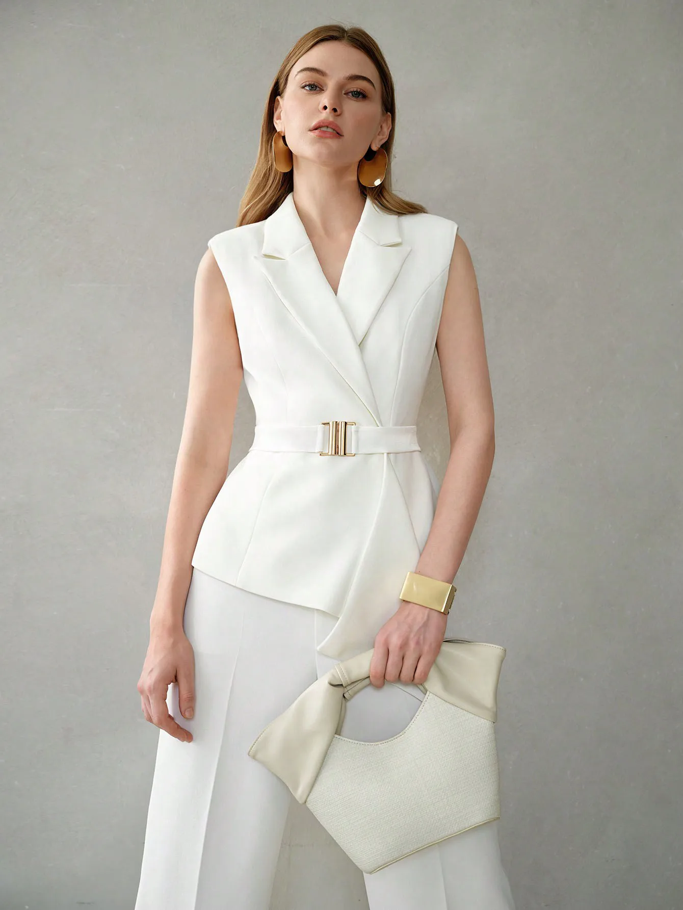 

Casual Simple Solid Color Women's Sleeveless Suit Jacket Minimalist Fashion for Ladies