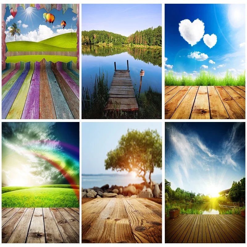 

Landscape Spring Forest Wooden Floor Photography Backgrounds Sky Sea Scenery Baby Portrait Photo Backdrops Studio 210309TFX-03