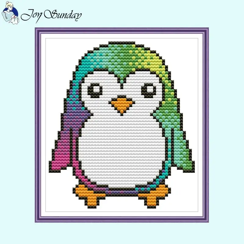 Joy Sunday Cartoon Rainbow Animal Pattern Zestaw do haftu krzyżykowego Aida 11CT 14CT 16CT Zestaw do szycia DIY Dzieci Haft ręczny