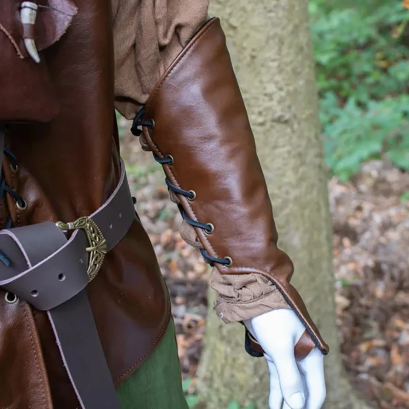 Nieuwe middeleeuwse lange handschoenen Vintage veterschoenen polsbeschermers en armbeschermers Steampunk gotische handschoenen Party Cosplay Props