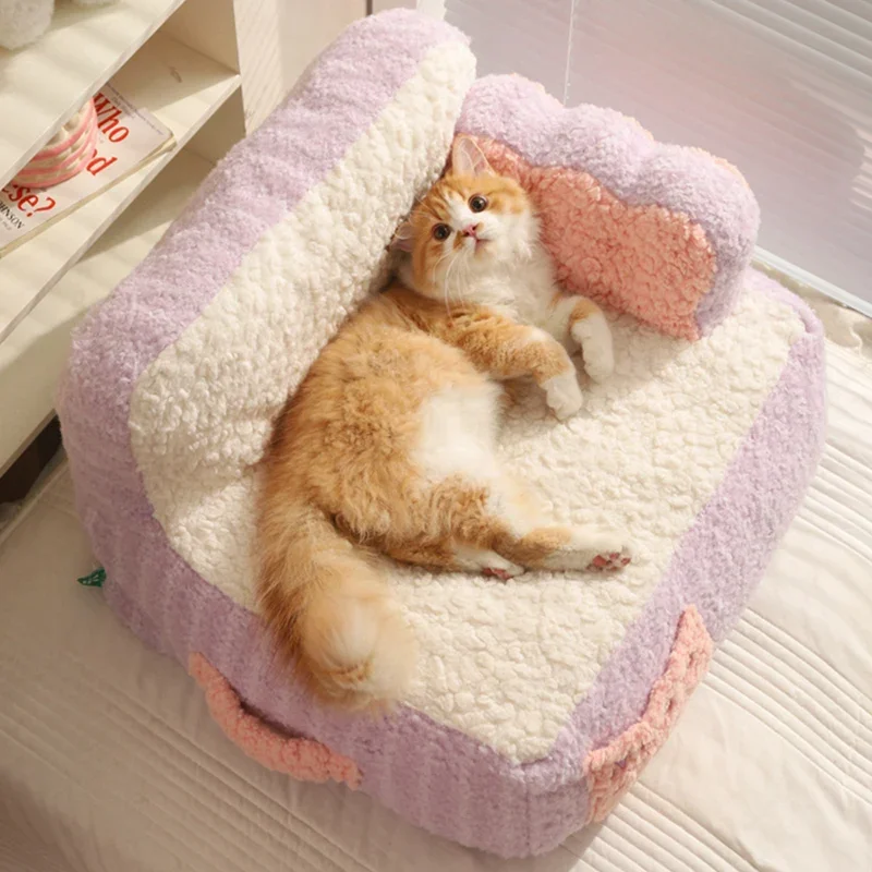 

Cat Cake Sofa Nest Winter Warm Cotton Pads Thickened Deep Sleeping Bed for Small Dog Puppy Kitten Pet Beds Mats Supplies