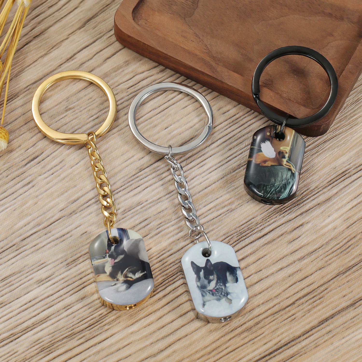 

Cremation Keychain Personalized Custom Pet Portrait Pet Urn Jewelry Cat Ashes Pendant Dog Memorial Gift For Pet Lover