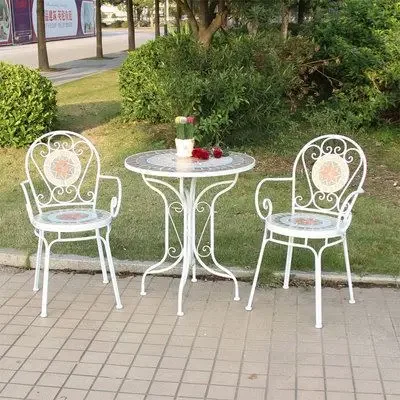 Balcony Metal Mosaic Leisure Modern Simple Furniture Outdoor Courtyard Group Tables And Chairs