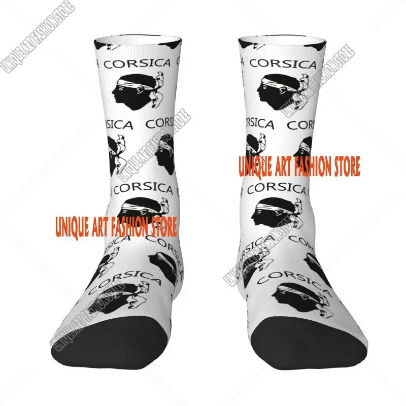 Corsica Corse Flag Head France Mens Crew Socks Unisex Cute Spring Summer Autumn Winter Dress Socks