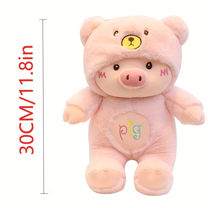 Cute Cartoon Pig Plush Toy Bear Hat Pig Doll Stuffd Animals Plushies Bed Sofa Decoration Birthday Gifts for Kids & Adults