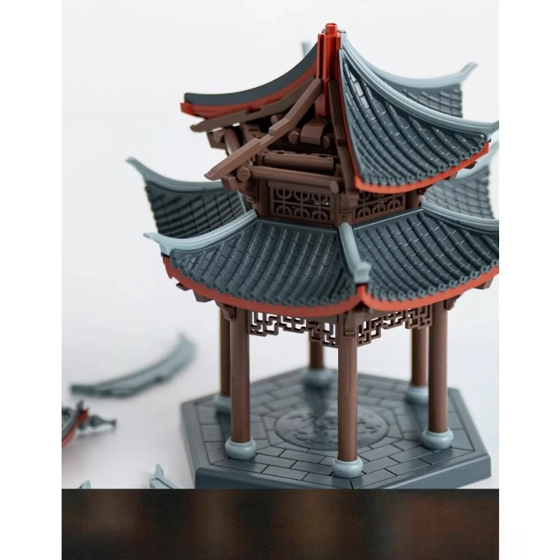 

Jixianting tenon and mortise building block ancient architectural model bucket arch puzzle ornament
