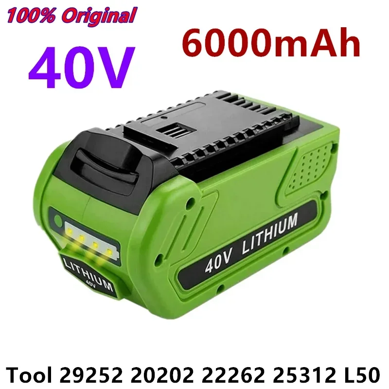 

40V 6,0 Ah Ersatz Lithium-Batterie für 6000mAh GreenWorks 29472 29462 Batterie G-MAX Power Tool 29252 20202 22262 25312 L50