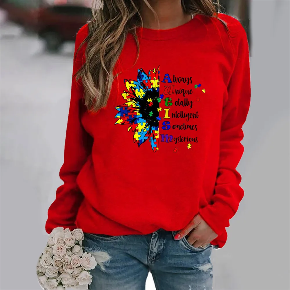 Sunflower Letter Pattern Printed Long-sleeved Crew-neck Hoodie Woman Sweatshirts  Streetwear Women  Aesthetic  Sweatshirt