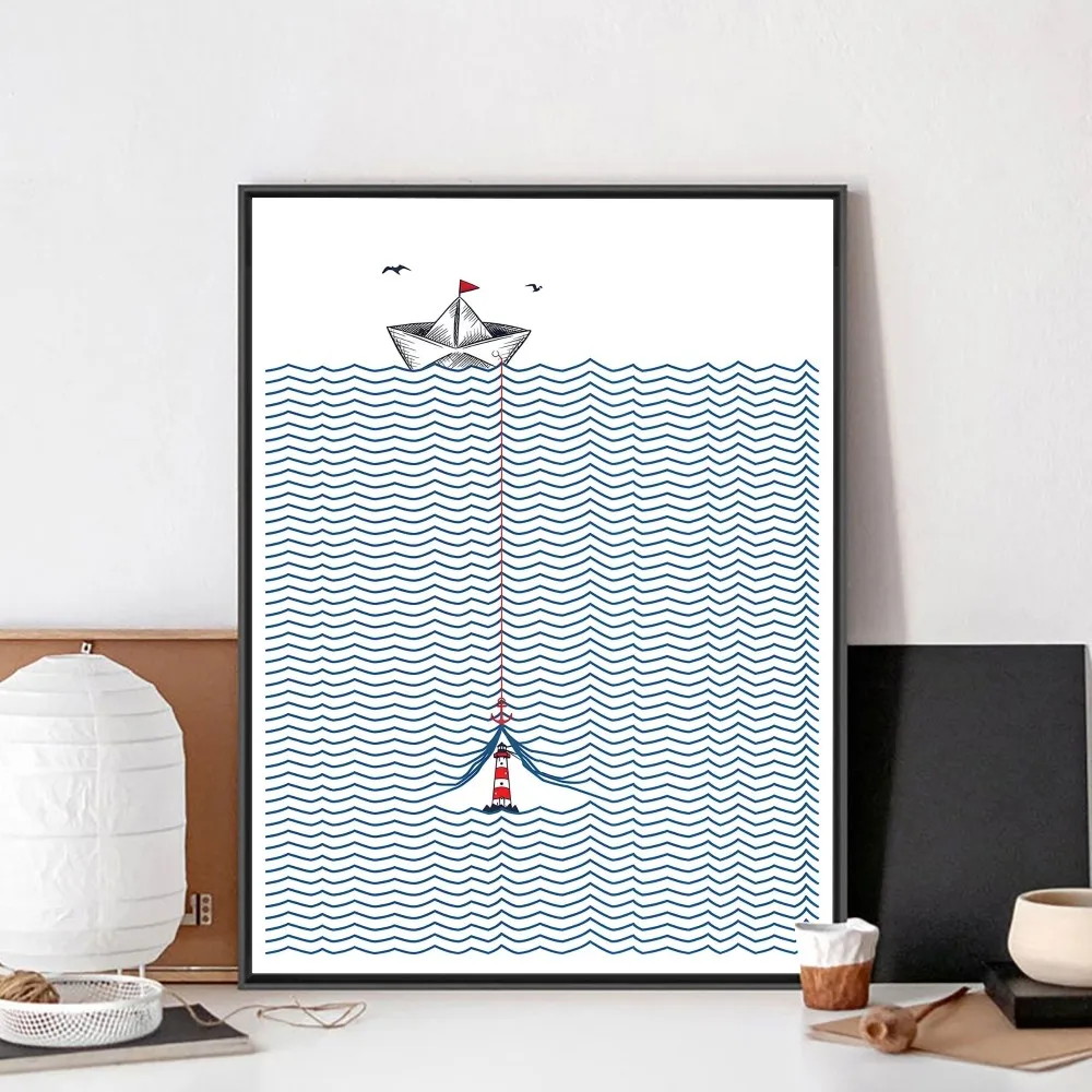 Maritime Surfing Beach Poster No Framed Poster Kraft Club Bar Paper Vintage Poster Wall Art Painting Bedroom Study Stickers