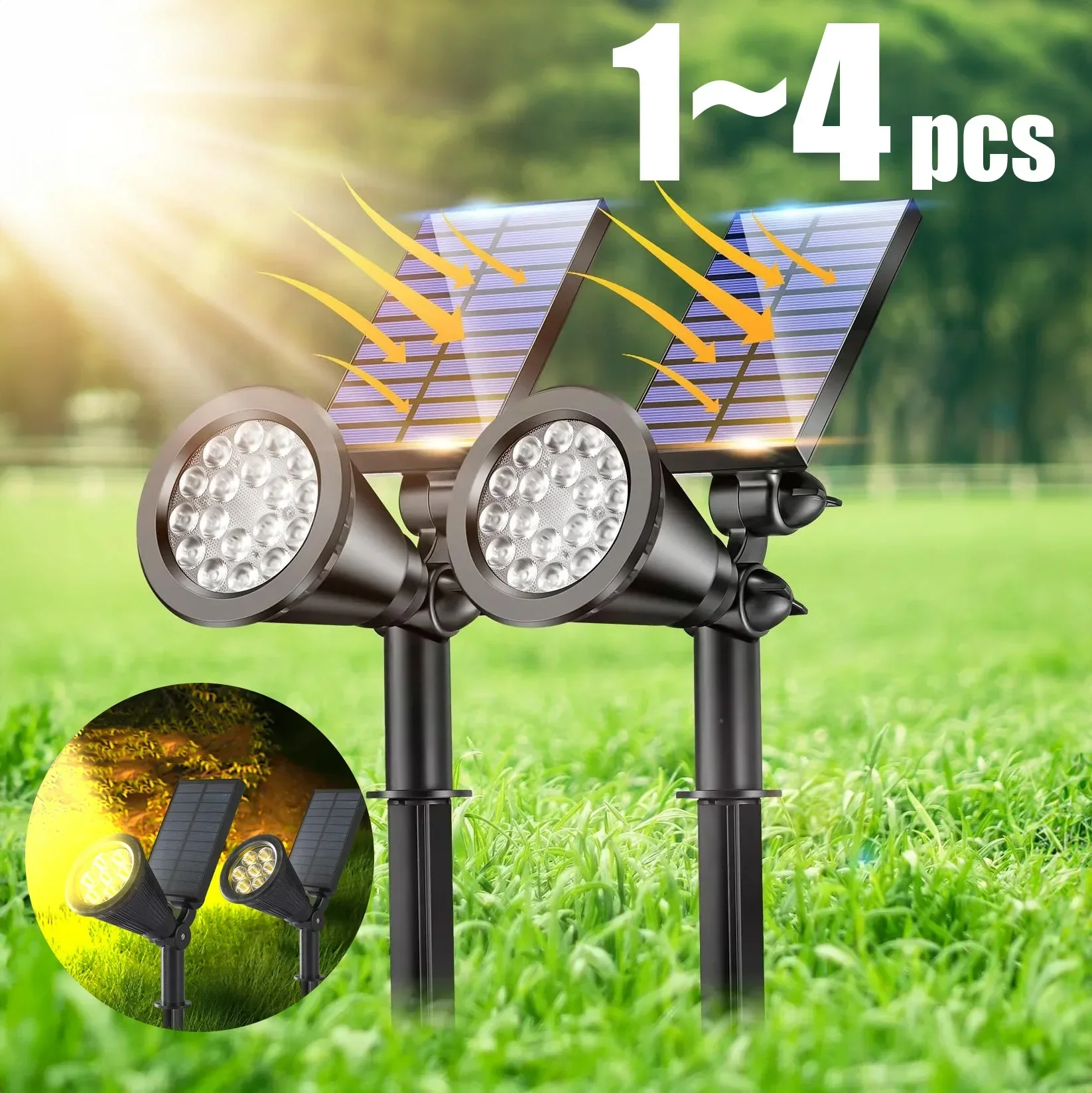 1-4PCS 9LED Solar LED Light Outdoor RGB Solar Spotlight Solar Garden Light Outdoor IP65 Waterproof Solar Power Light Wall Light