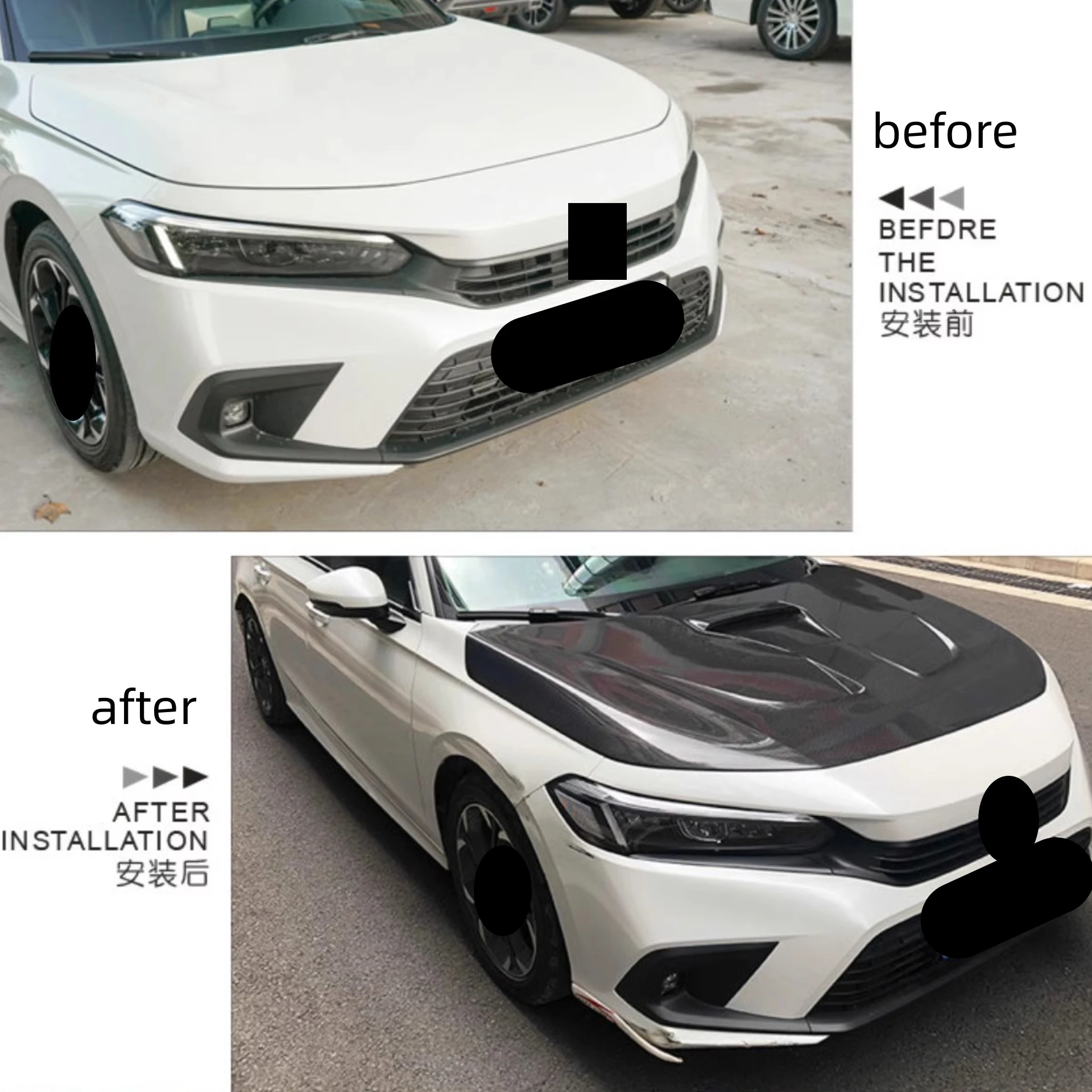 Body Kit Carbon Fiber Engine Cover Hood for Honda Civic 11th Integra FE1 FL1 2022 Convert New Style Bonnet Car Accessories