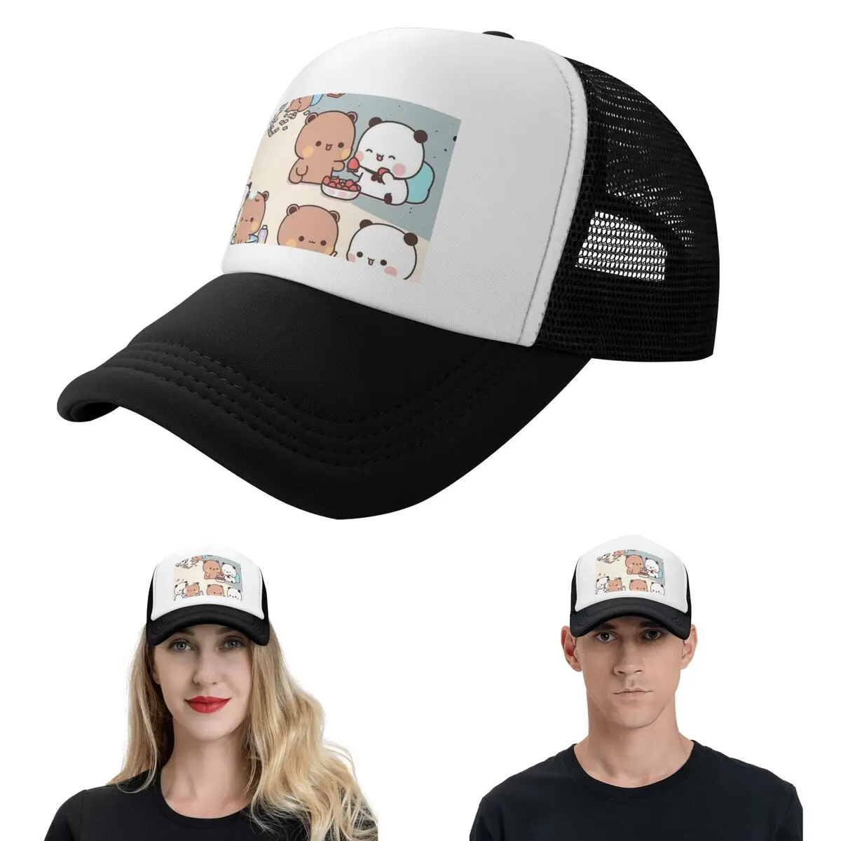 Bubu Dudu Panda Bears Cartoon (2) Cap Casual Mesh Baseball Caps Adjustable Hat Hip Hop Summer Unisex Baseball Hats