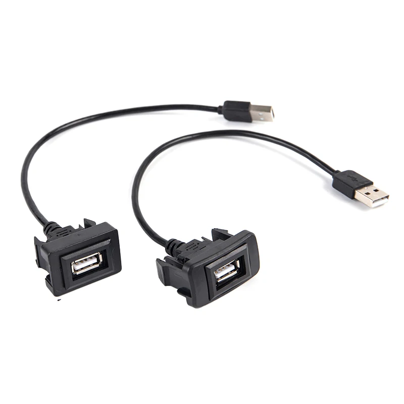 New 1PC Car Dashboard Flush Mount USB 2.0 Port Panel Male to Female Extension Cable Adapter for Vigo RAV4