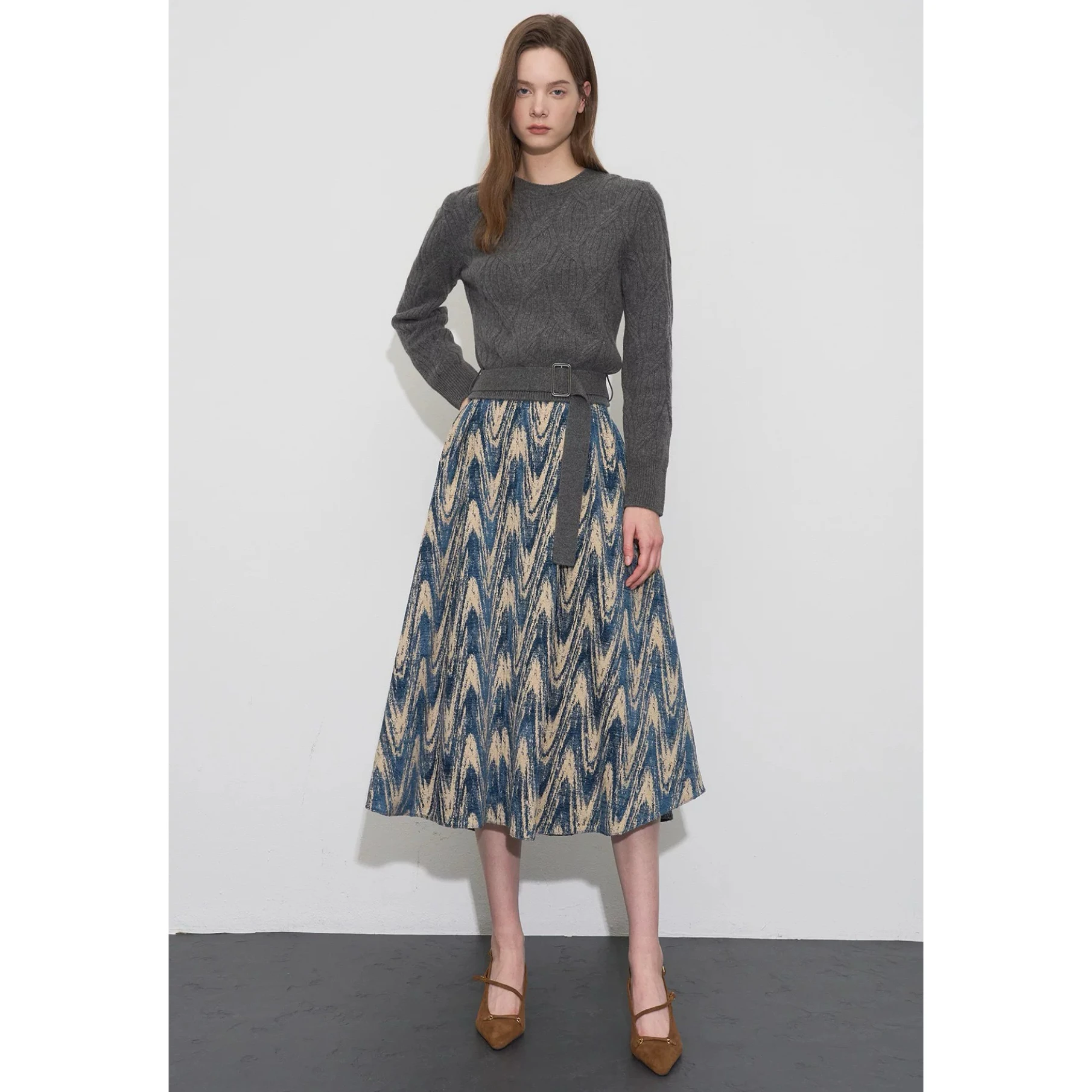 

Ele Knitted Woolen Sweater OBZ25 Winter Faion round Ne Button Waist-Cinching Versatile Women's Knitwear Lemon Cheese