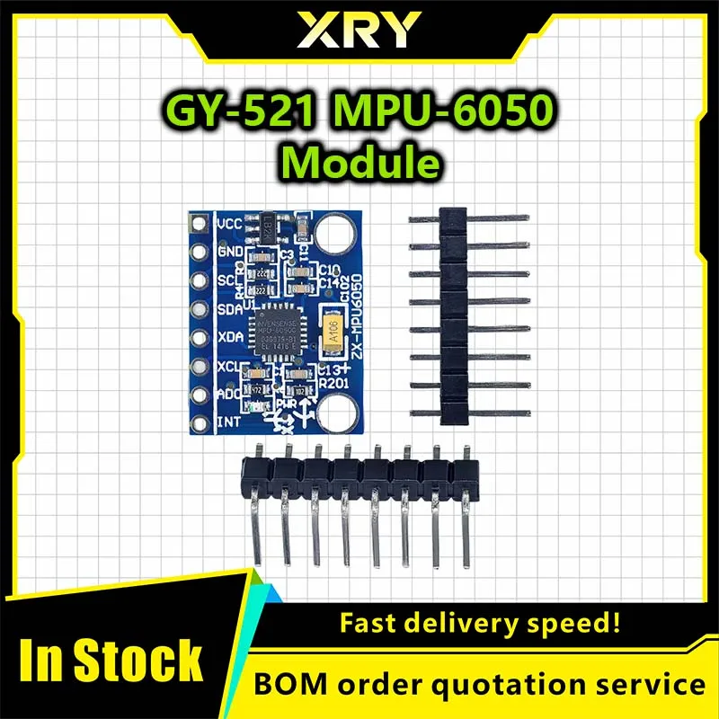 XRY 1pcs GY521 GY-521 MPU6050 IIC I2C Interface 3 Axis Analog Gyroscope Sensor Accelerometer Compatible Module for Arduino