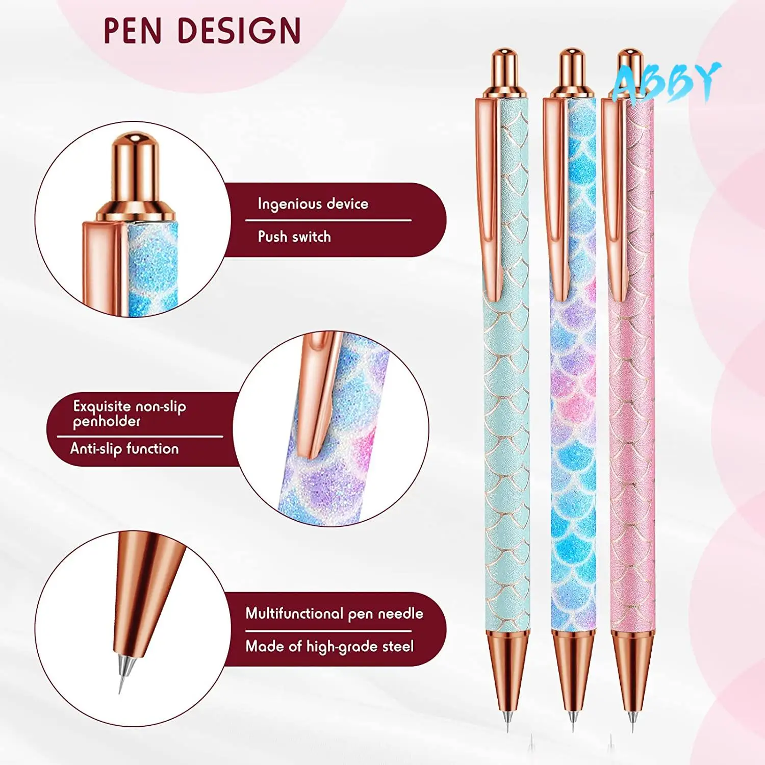

ABBY-3 Pieces Air Release Weeding Pen Vinyl Installation Pen Weeding Tool Glitter Fine Point Weeding Pin Pen (Chic Style)