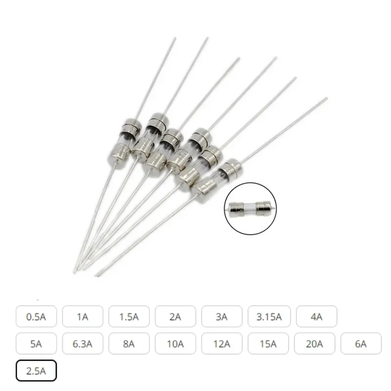 10PCS 3.6*10 Fast-Blow Glass Tube Fuse Fast Break With Pin 3.6X10MM 0.5A 1A 1.5A 2A 3A 3.15A 4A 5A 6.3A 8A 10A AMP 250V