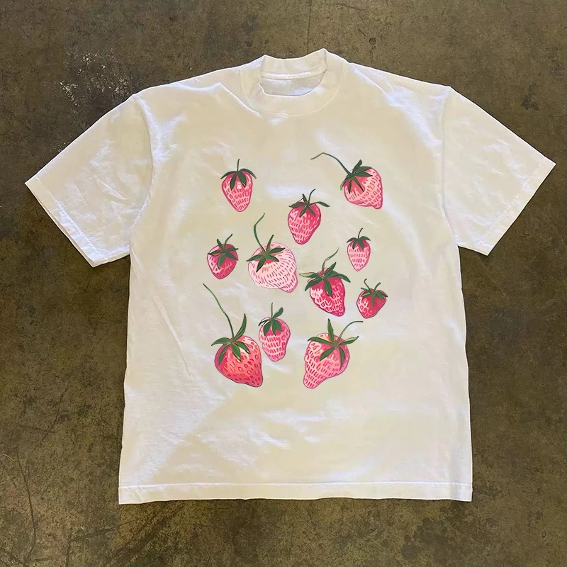 

072625 High-quality fashionable loose short-sleeved casual cotton T-shirts for men and women with pattern prints in summer 2025