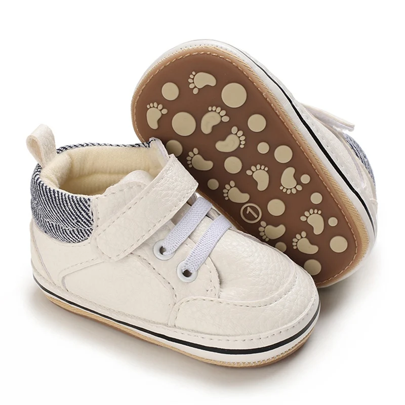 Cute Soft Sole Sneakers: Infant Boy Casual Shoes with PU Leather and Sporty Design (0-18 months)