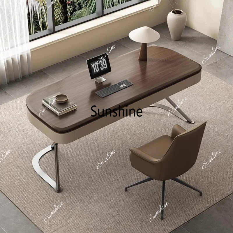 Modern minimalist desk designer saddle leather desk premium computer desk antique home study table