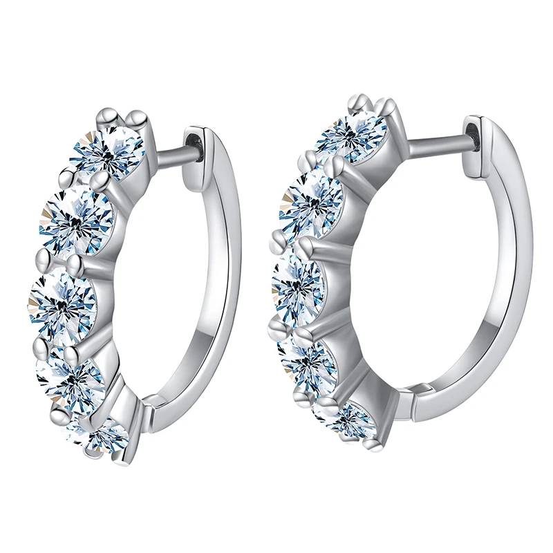 3ct Wedding Moissanite Diamond Hoop Earrings 925 Sterling Silver Plated Platinum Huggie Earring with Luxury Fine Jewelry