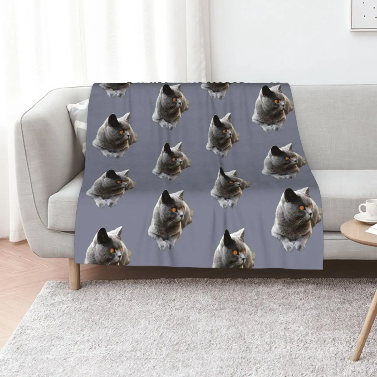 British Shorthair Blue Cat Throw Blanket sofa bed Thermal Weighted Single christmas decoration Flannel Blankets