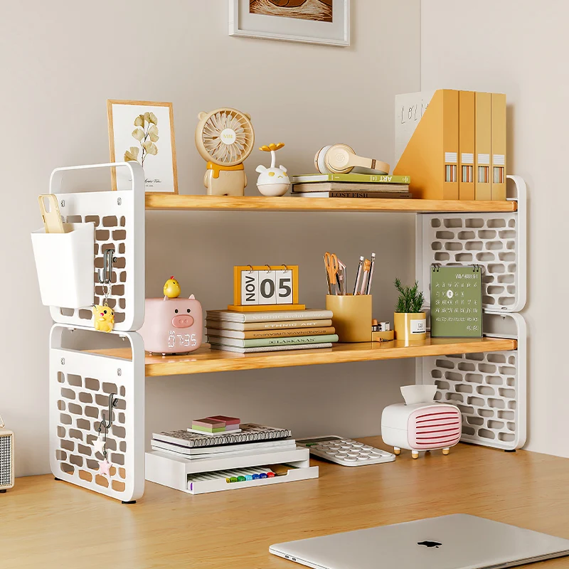 

Desk shelf student bookshelf desktop storage shelf layered shelf small bookcase hole board display shelf