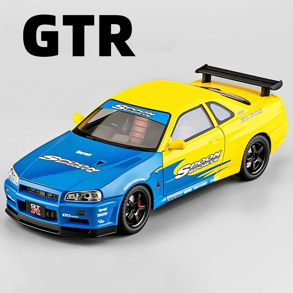 

Масштаб 1:18 SKYLINE GTR Chiron, модель игрушечного автомобиля, корпус из сплава, звуковой свет, имитация модели транспортных средств, коллекция подарков